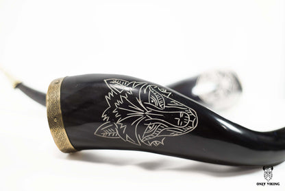 Viking Drinking Horn with Norse Symbol | OnlyViking