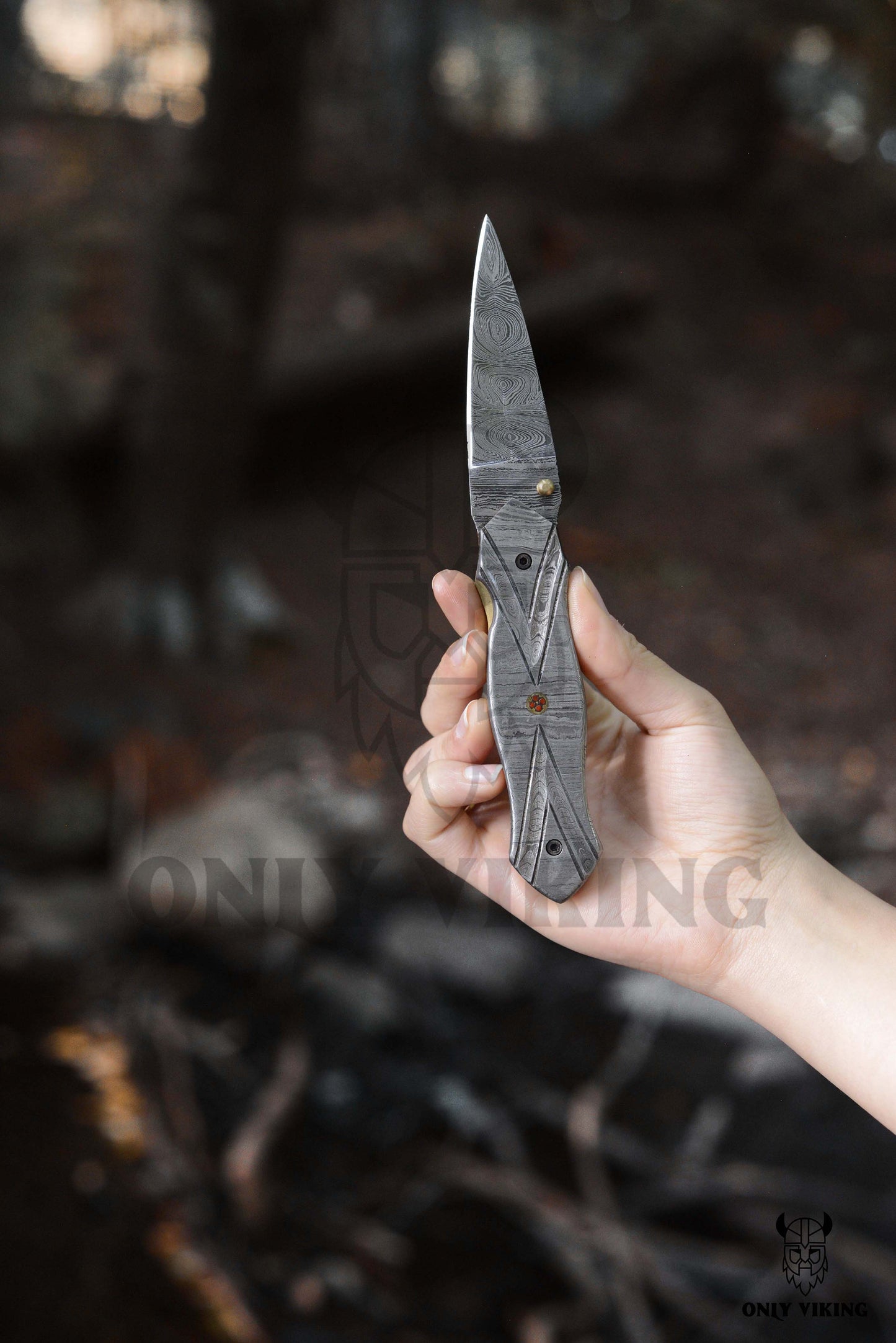 Damascus Folding Pocket Knife | OnlyViking
