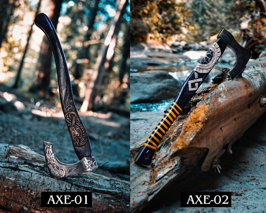 OnlyViking Axe Hand Forged Carbon Steel | Customizable Wooden Box
