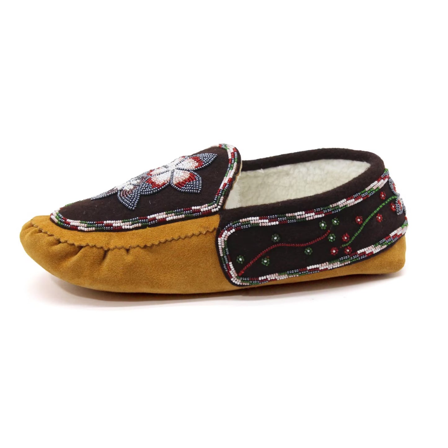 Moccasins Handmade beaded moccasins with Intricate bead-work | Genuine Leather | Brown