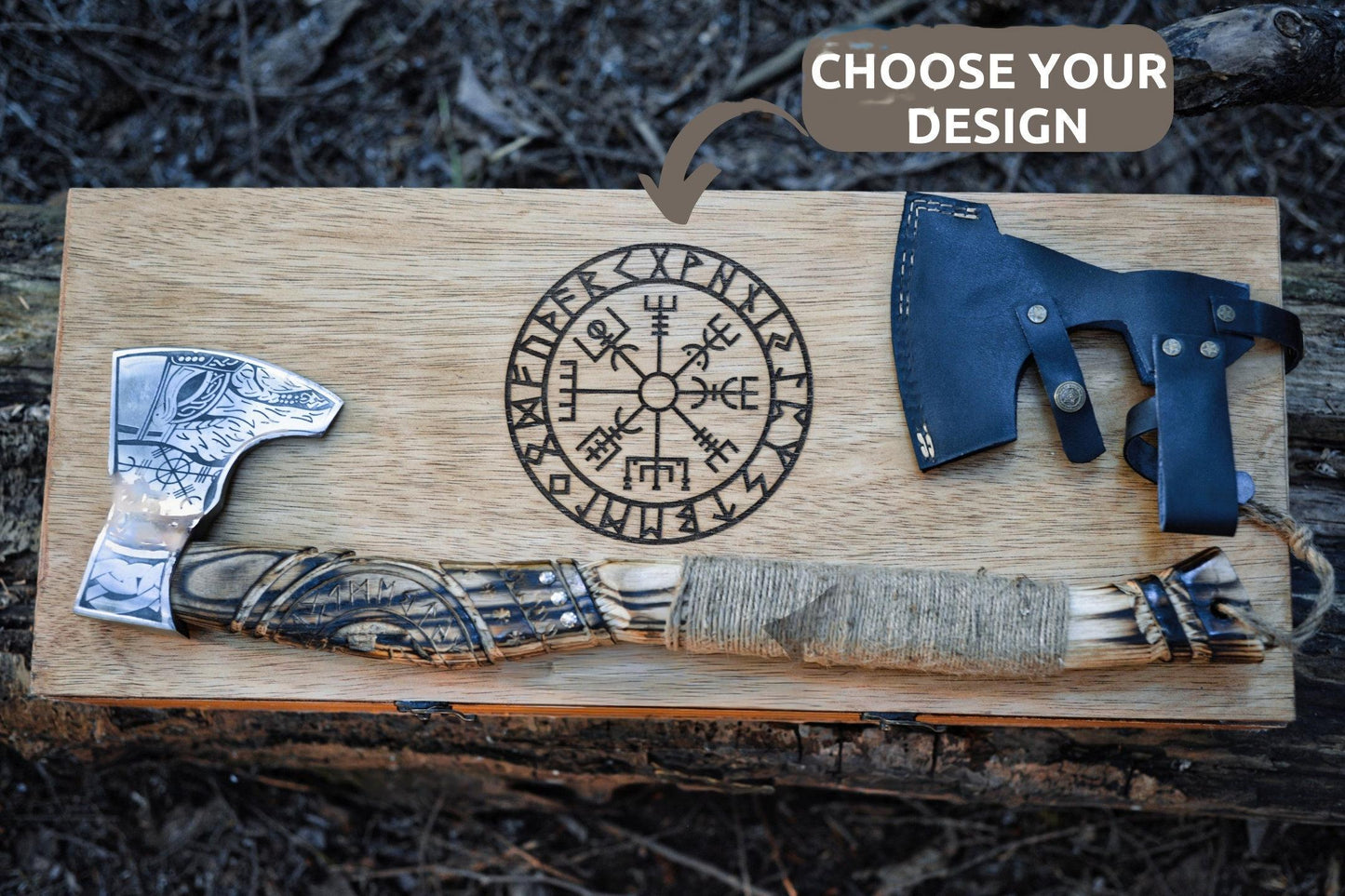 Viking Axe Hand Forged Carbon Steel | Personalized Wooden Box For Battles