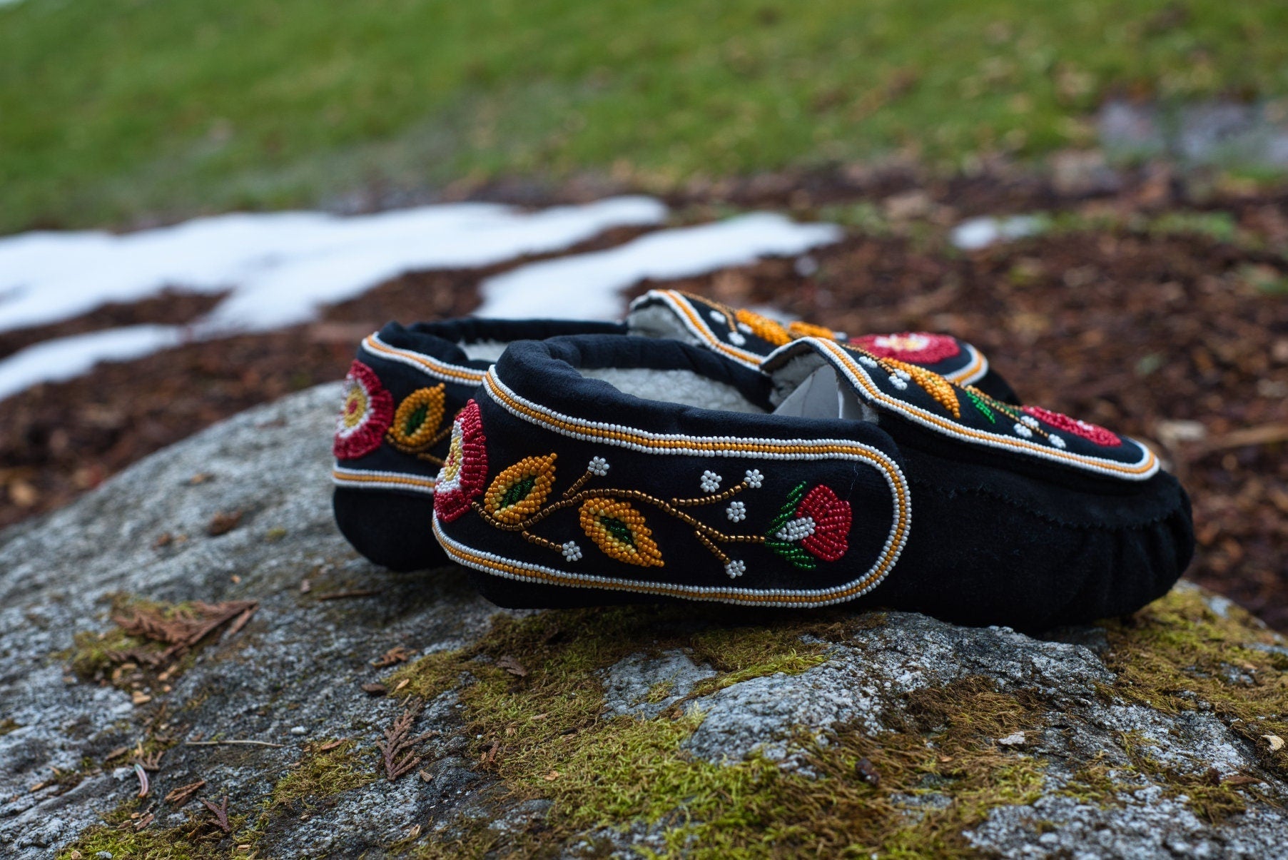 Moccasins Handmade beaded moccasins with Intricate bead-work | Genuine Leather