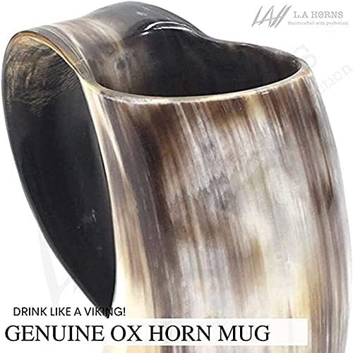 Viking Horn Mug  -100% Authentic Beer Horn Tankard. Leak Proof & Smell Proof Non Engraved Horn Beer Mug | Viking Gift