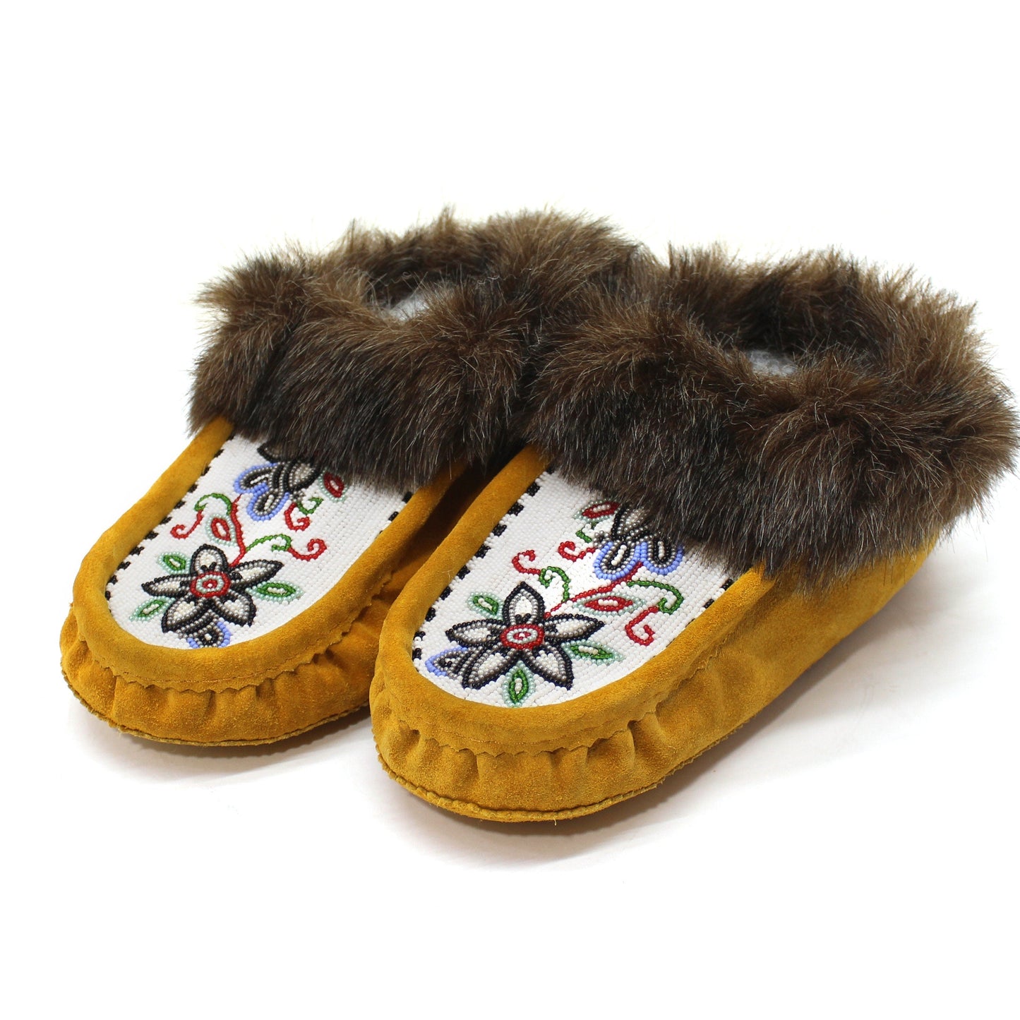 Handmade Moccasins Yellow Flower | OnlyViking