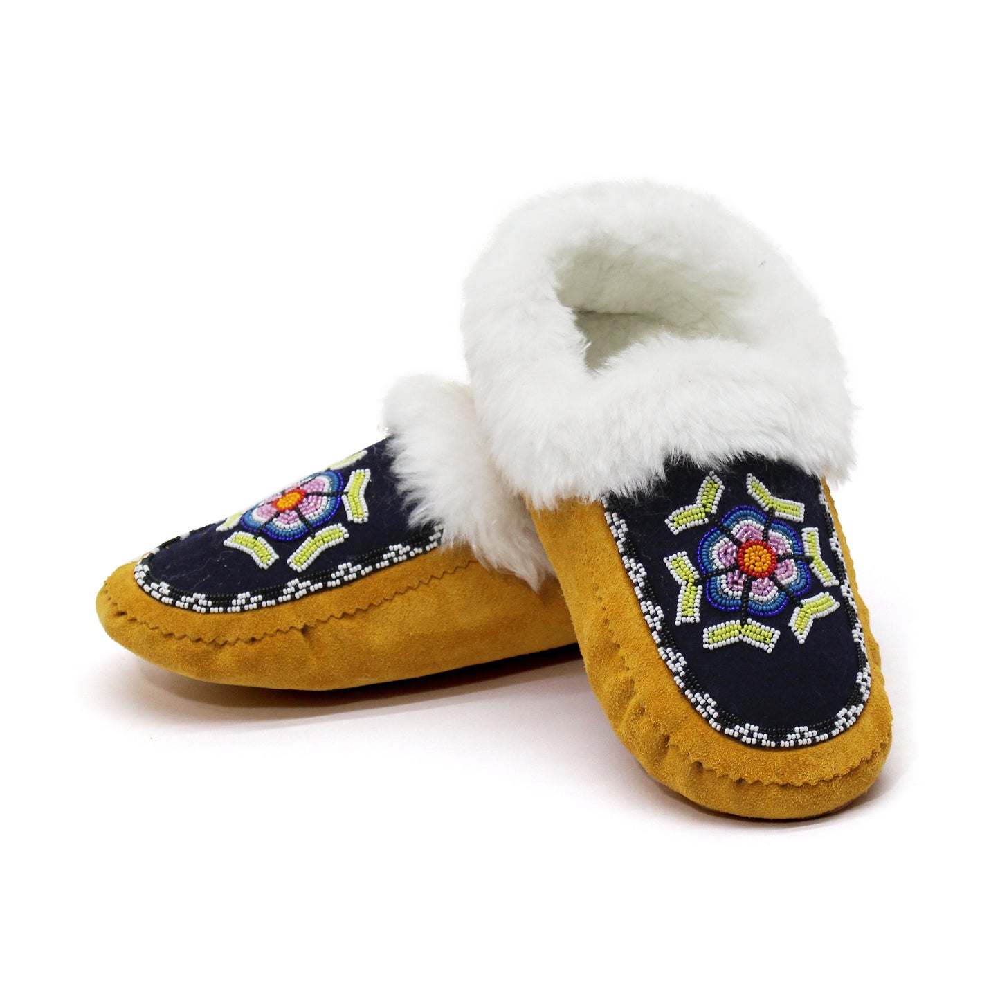Handmade Moccasins beaded moccasins with Intricate bead-work and Fux Fur | OnlyViking
