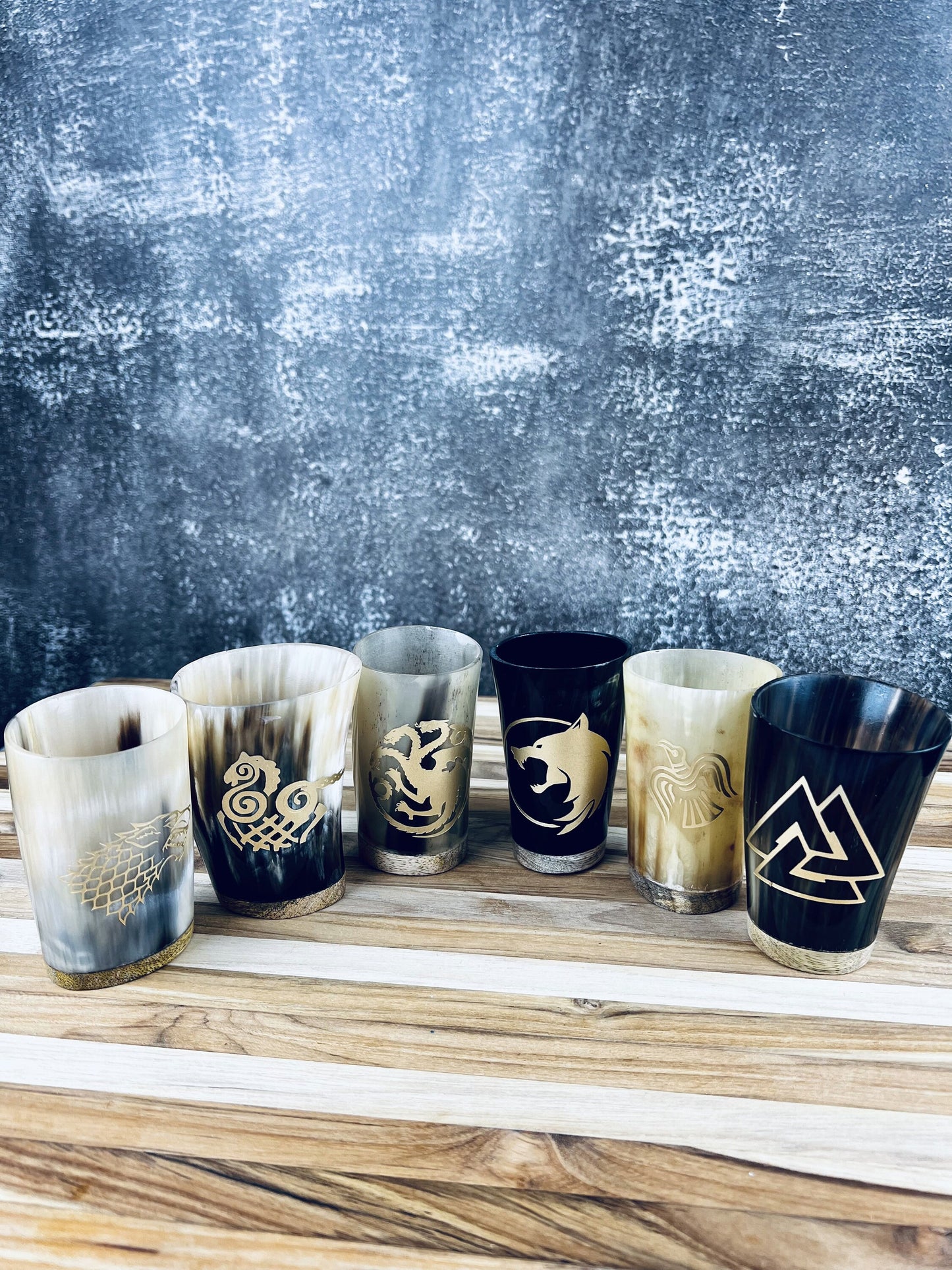 Drinking Horn Mead Shot Glass Cups 100% Authentic Ox Horn |  Viking  | Gift for Him Her Wedding Birthday HouseWarming | Free Personalization