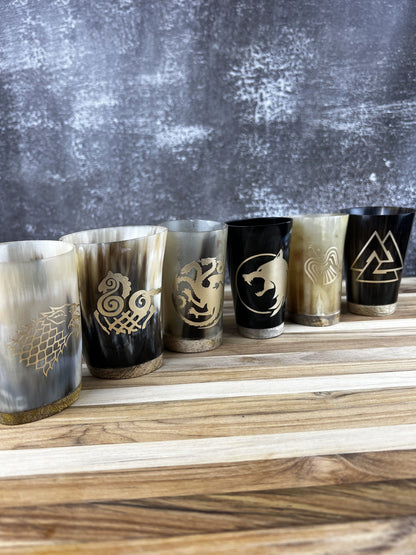 Drinking Horn Mead Shot Glass Cups 100% Authentic Ox Horn |  Viking  | Gift for Him Her Wedding Birthday HouseWarming | Free Personalization