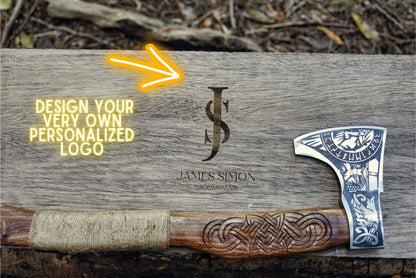 Viking Axes Hand Forged  Hatchet Carbon Steel | Personalized Wooden Box Gift For Him Wedding Groomsmen Birthday Anniversary Gift