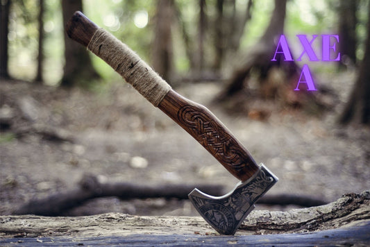 Viking Axes Hand Forged  Hatchet Carbon Steel | Personalized Wooden Box Gift For Him Wedding Groomsmen Birthday Anniversary Gift
