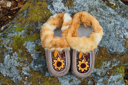 Moccasins Handmade beaded moccasins with Intricate bead-work | Genuine Leather Real Fur