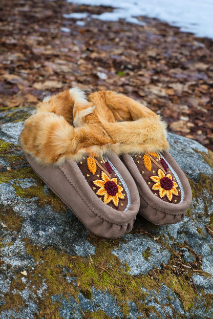 Moccasins Handmade beaded moccasins with Intricate bead-work | Genuine Leather Real Fur