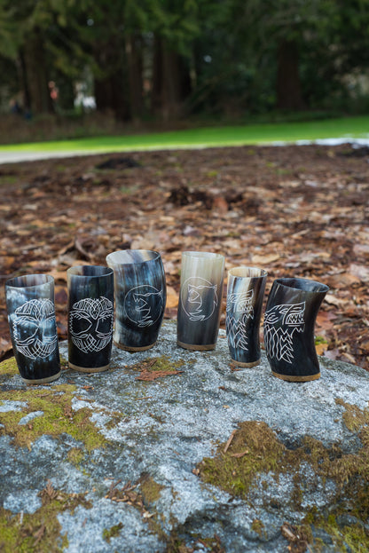 Drinking Horn Mead Cups Hand Carved | Free Personalization Engraving