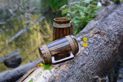 Viking Beer Mug Wooden - 100% Handcrafted Beer Wooden Tankard | Free Personalization Engraving