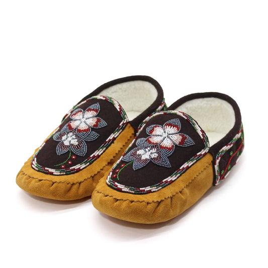 Wholesale Moccasins Handmade beaded moccasins with Intricate bead-work | Genuine Leather | Brown