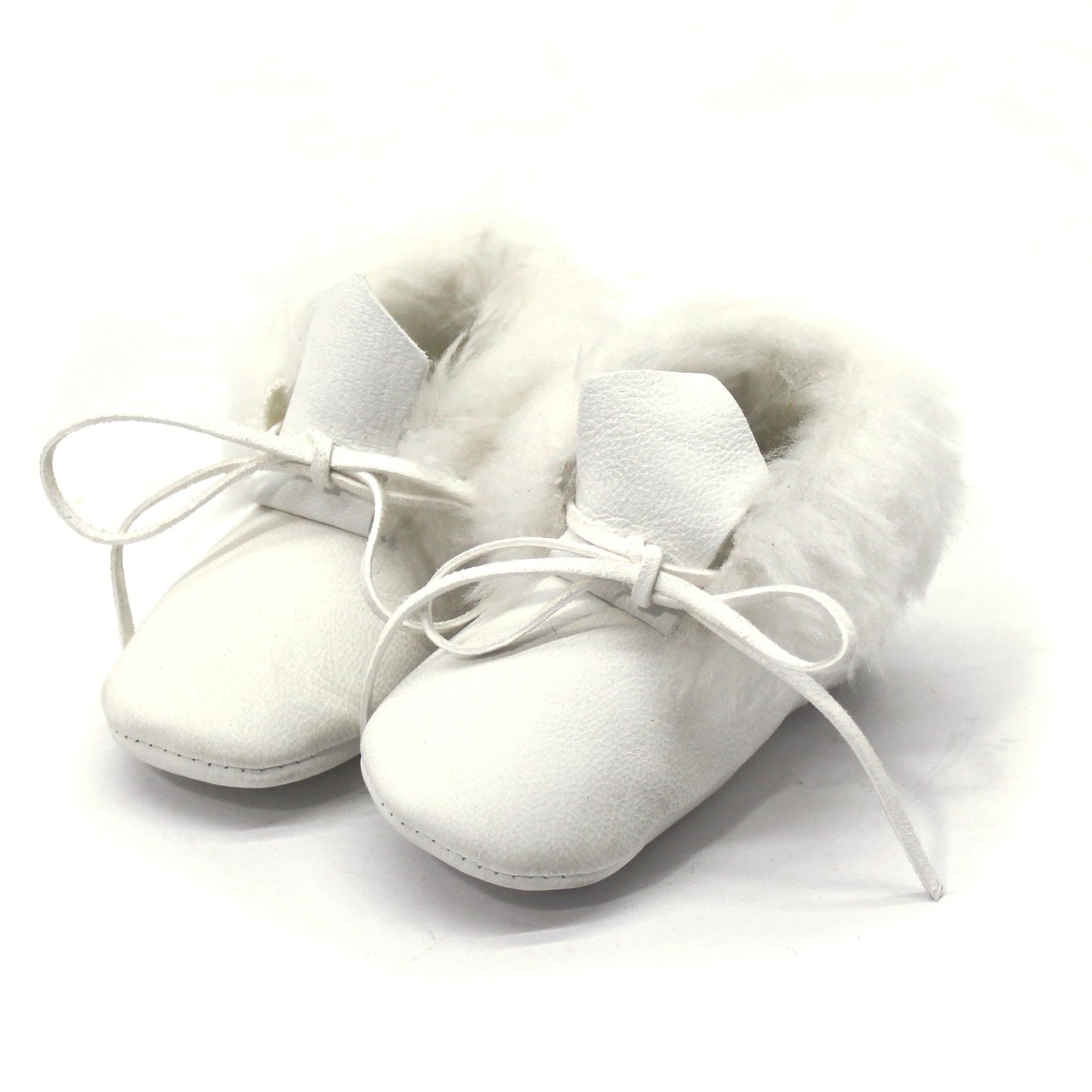 Genuine Soft Leather Handmade Moccasins/Shoes with fur for Babies