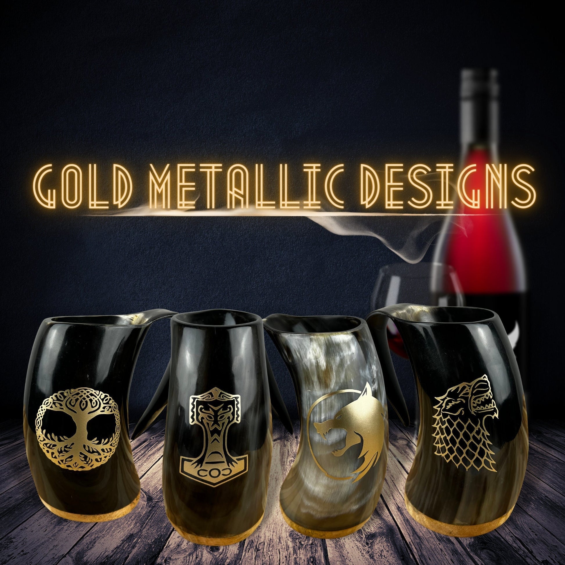 Viking OX Horn Mugs Beer Tankard Polished XL 18-22 Oz Mead | Gift for Birthday Groomsmen Wedding| Free Personalization