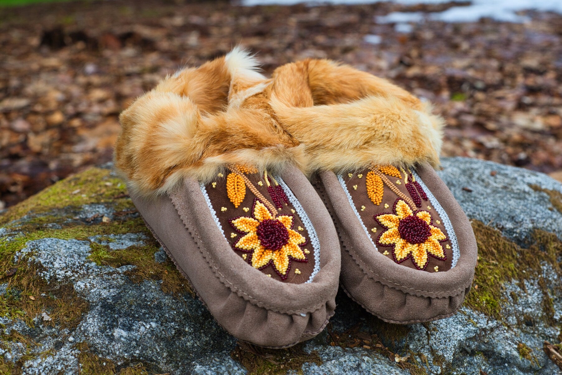 Beaded Moccasins with Intricate bead-work American Handmade Beads
